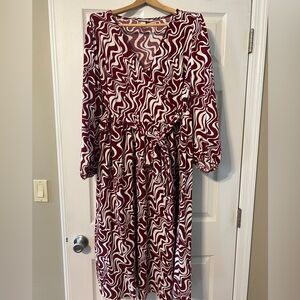Ava & Viv Burgundy and White Midi Dress